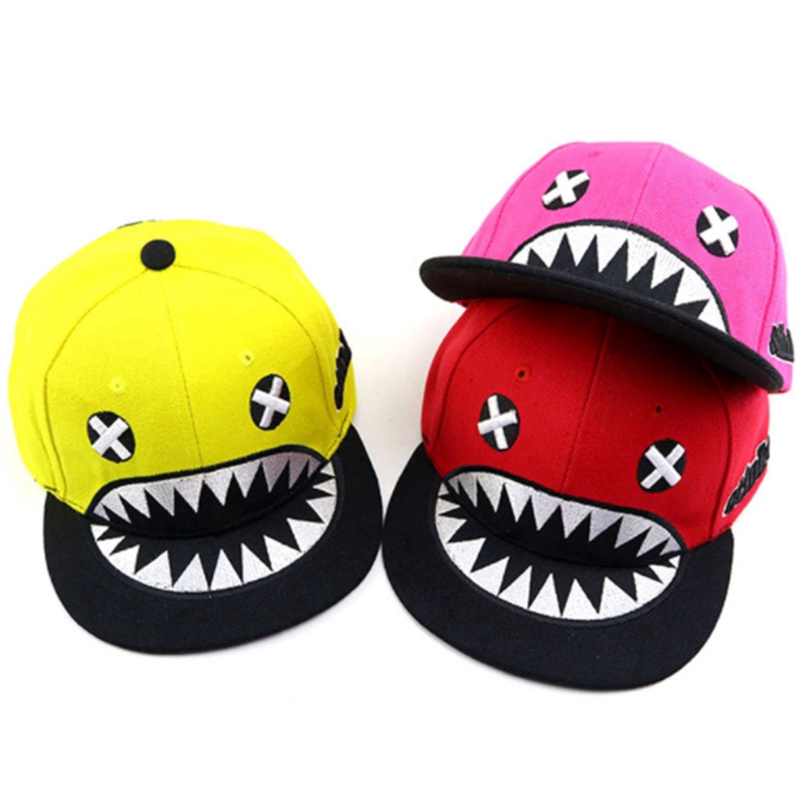 Nón Hip Hop Thêu Hình Cá Mập Thời Trang Cho Bé