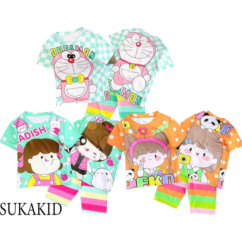 ( Km ) Bộ quần áo hinh bé dắt thỏ karo doremom. bé gấu máy ảnh 6kg đên 40kg.GN010.