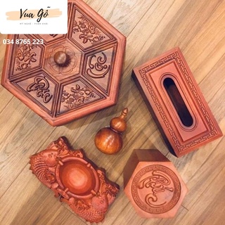 Hộp (khay) mứt đựng bánh kẹo Tết đa giác Phúc - Lộc - Thọ gỗ Hương Đình Cao Cấp - Hàng Xuất Khẩu Loại I
