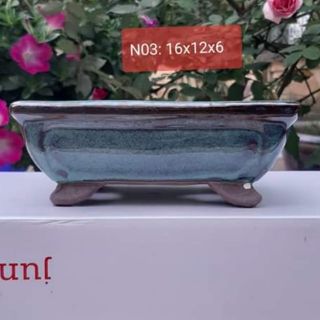 Chậu bonsai mini chữ nhật N03, Chậu gốm sứ bát tràng