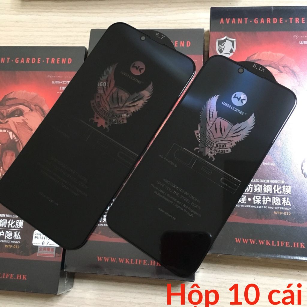 Kính cường lực Kingkong chống nhìn trộm iphone 14 Pro max 13promax 12Pro max 11Promax 11 14Plus X Xsmax Xr 8Plus [WK 4D]
