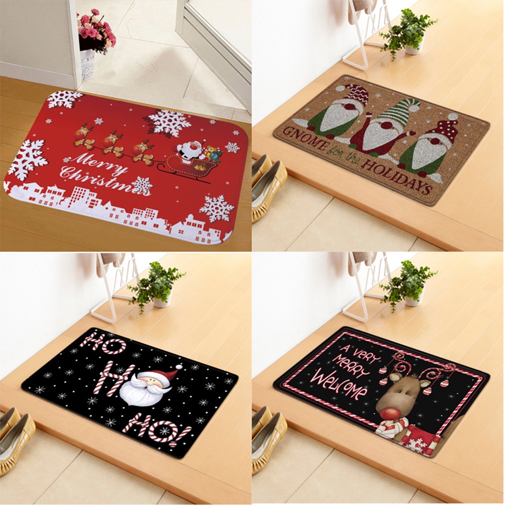 Thảm lót cửa chùi chân chống trượt in họa tiết Giáng Sinh sáng tạo 60x40cm