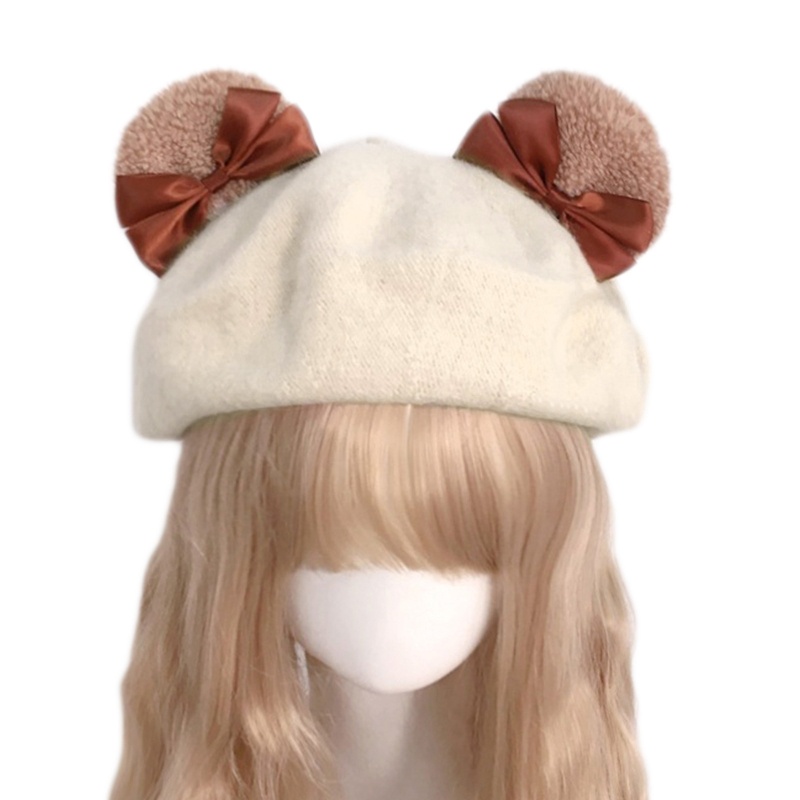 Mũ Nồi Kiểu Họa Sĩ Lolita Tai Gấu Dễ Thương Giữ Nhiệt Thời Trang