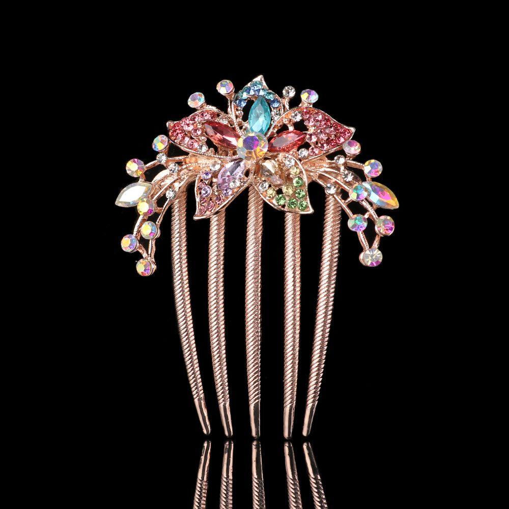 Kẹp Tóc Đính Đá Lấp Lánh Thanh Lịch Thời Trang Cho Nữ|Lược Cài Tóc Hình Hoa Đính Đá Nhiều Màu Sắc Sang Trọng Cho Cô Dâu