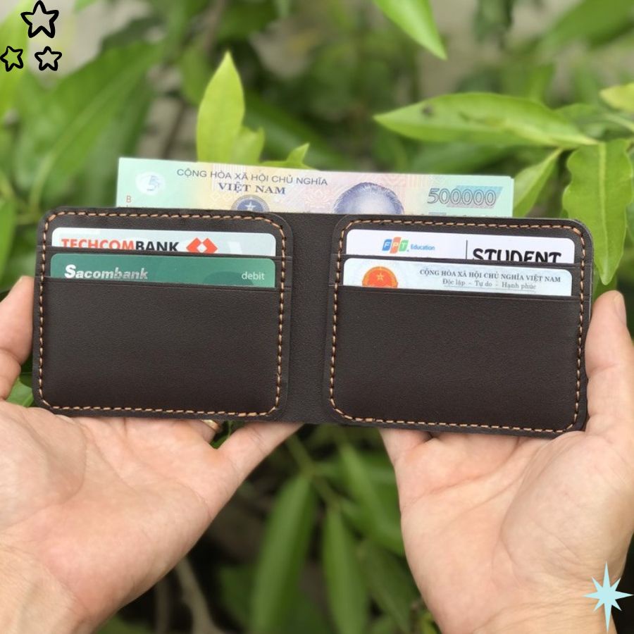 Ví Nam Mini Da Bò Cao Cấp - Bóp Nam Tặng Kèm Hộp Dùng Làm Quà Tặng CM25 - aluca_store