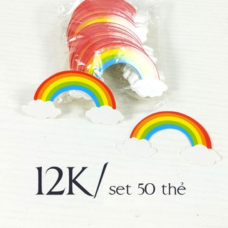 Set 50 thẻ cầu vồng giấy trang trí