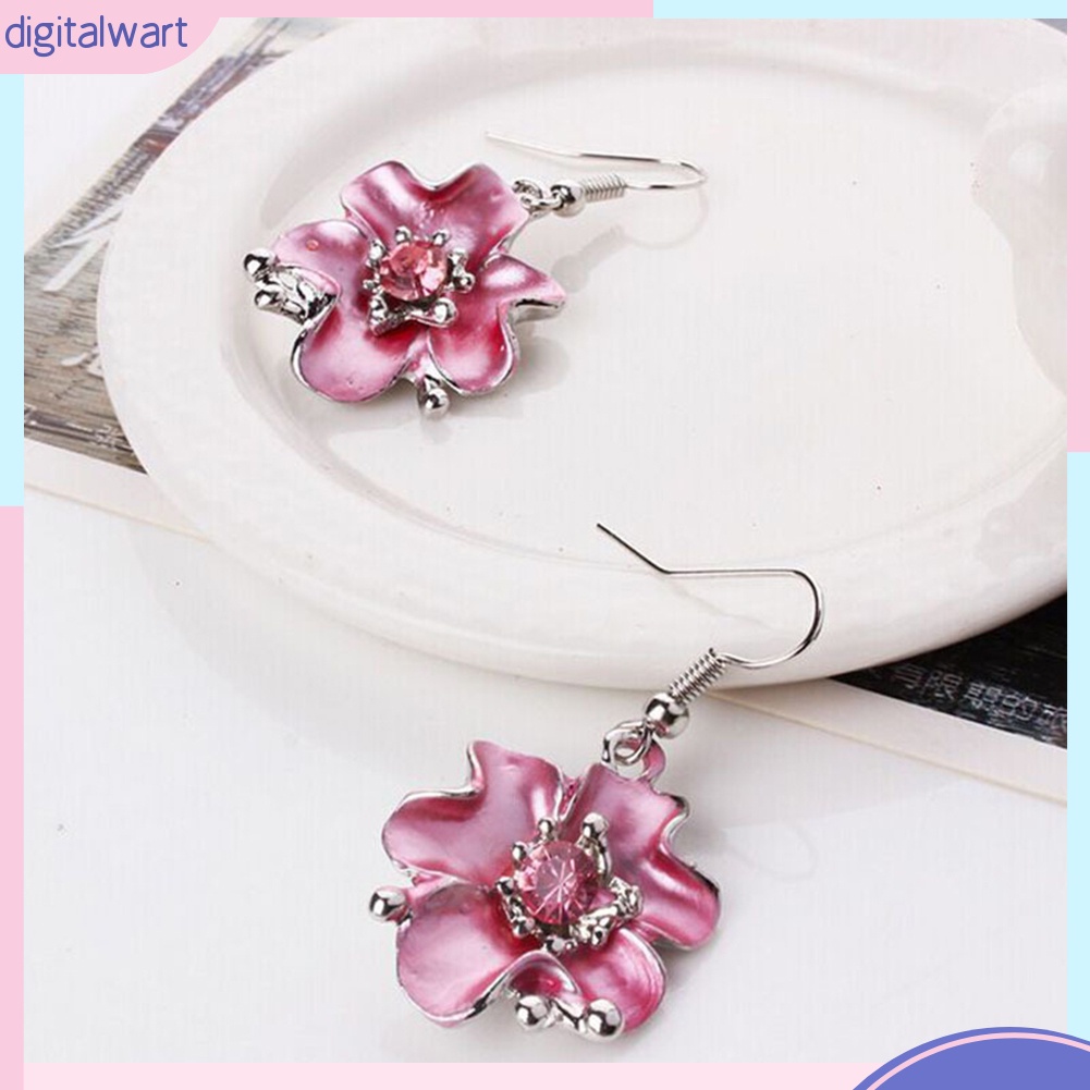 Bộ Vòng cổ + Bông Tai Đính Đá Hình Hoa Nhiều Màu Cho Nữ