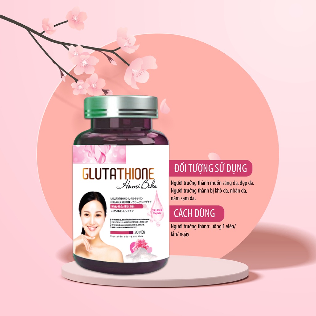 Viên Uống Sáng Đẹp Da Green Heart Pharma Glutathione Homi Bika Lọ 30 Viên