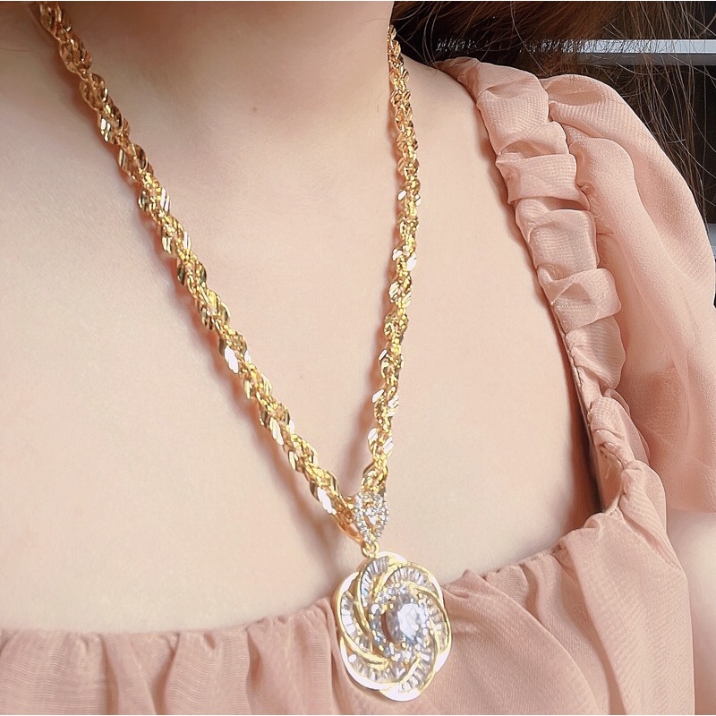Dây chuyền xoắn hoa mai mạ vàng kèm mặt dây chuyền MV57