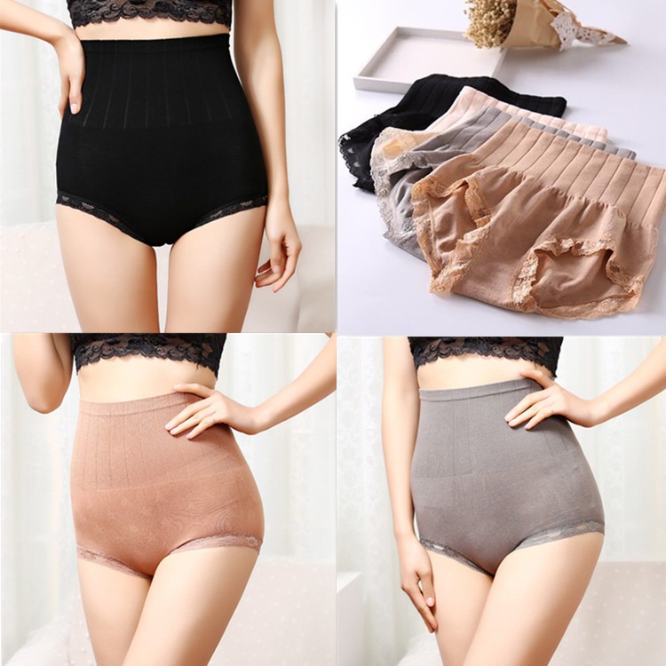 Quần Lót Lưng Cao Định Hình Eo Phối Ren Quyến Rũ Cho Nữ