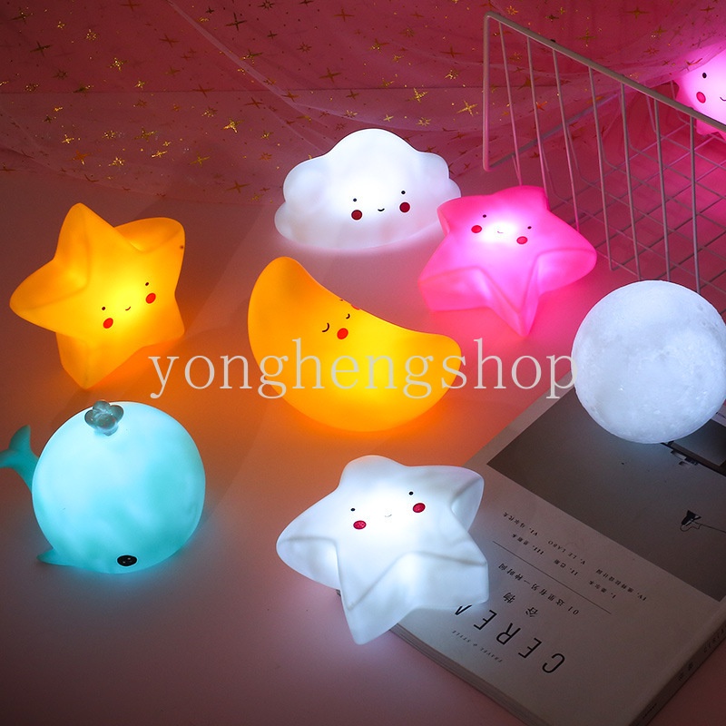Đèn Ngủ Bóng LED Hình Kỳ Lân/Mặt Trăng/Ngôi Sao/Đám Mây Dễ Thương Trang Trí Phòng Ngủ Cho Bé