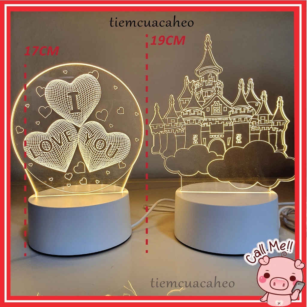 Đèn Led 3D trang trí phòng ngủ, decor để bàn tiemcuacaheo - Quà Tặng - Lưu Niệm