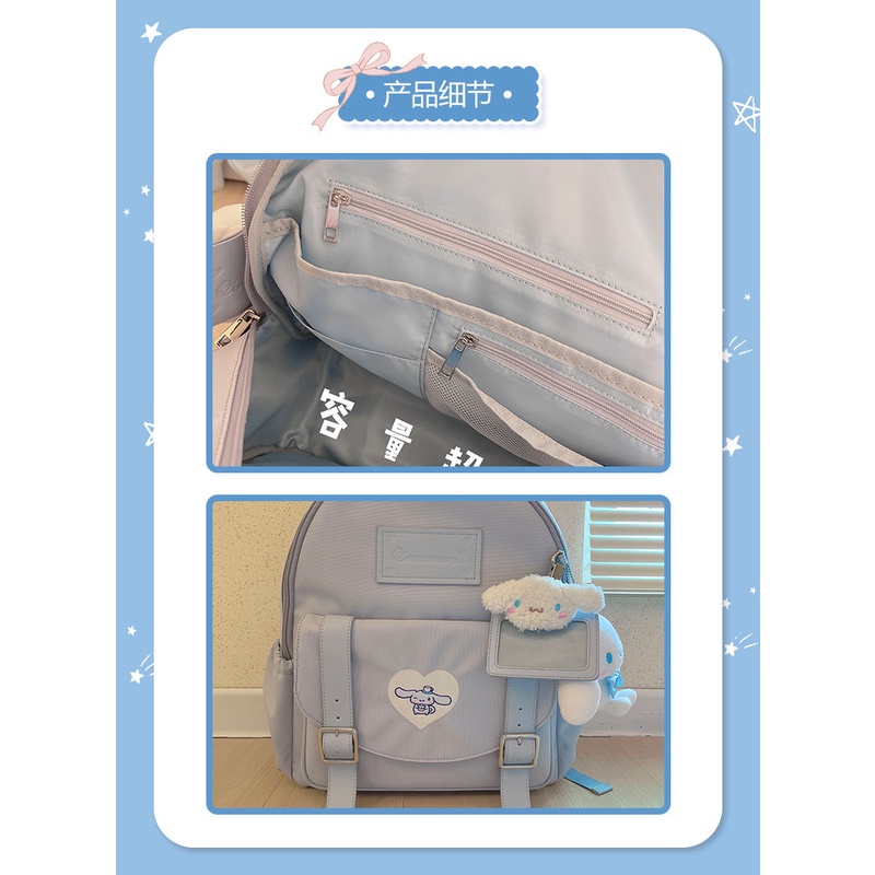 SANRIO Ba Lô Vải Canvas Kích Cỡ Lớn Họa Tiết Cún Con Dễ Thương Xinh Xắn