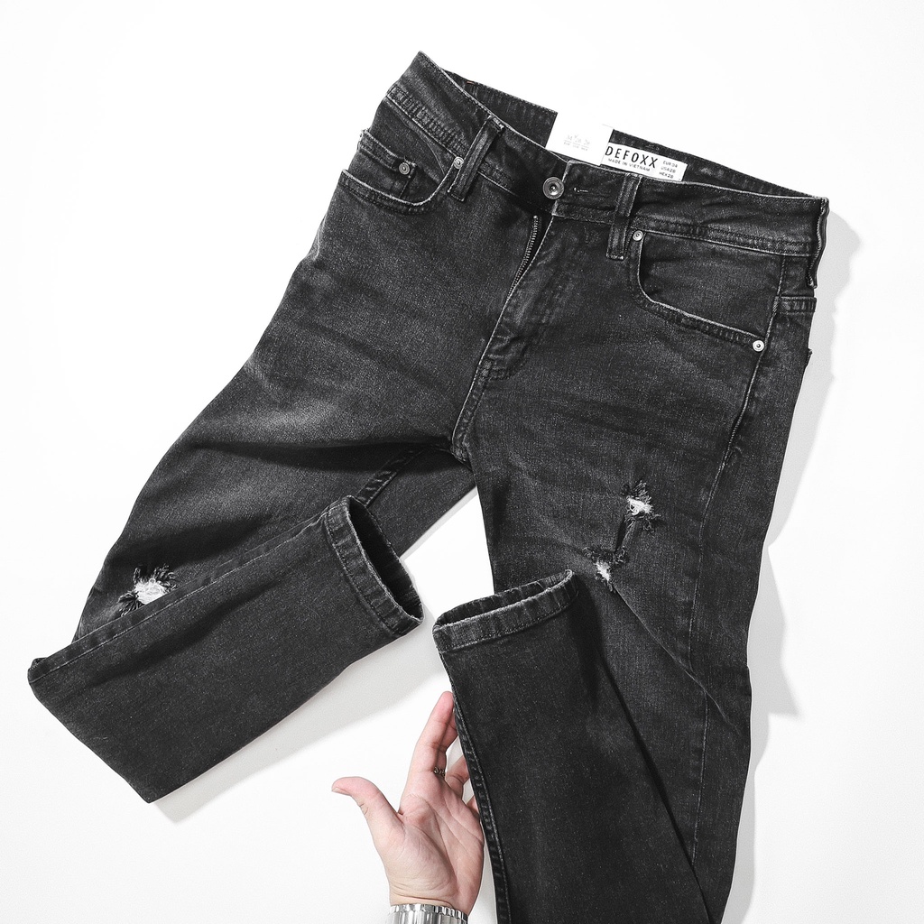 Quần Jean nam Defoxx xám rách ((Form Slimfit.chất vải co dãn,ống 15-18cm,Hàng VNXK)-JDF210727 | BigBuy360 - bigbuy360.vn