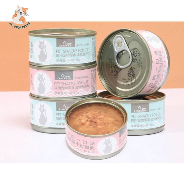 Pate Thịt Hộp Lon 80Gr Thương Hiệu Luscious Cho Mèo - Hương Vị Thơm Ngon - Chất Lượng Đảm Bảo Từ Thương Hiệu Lớn