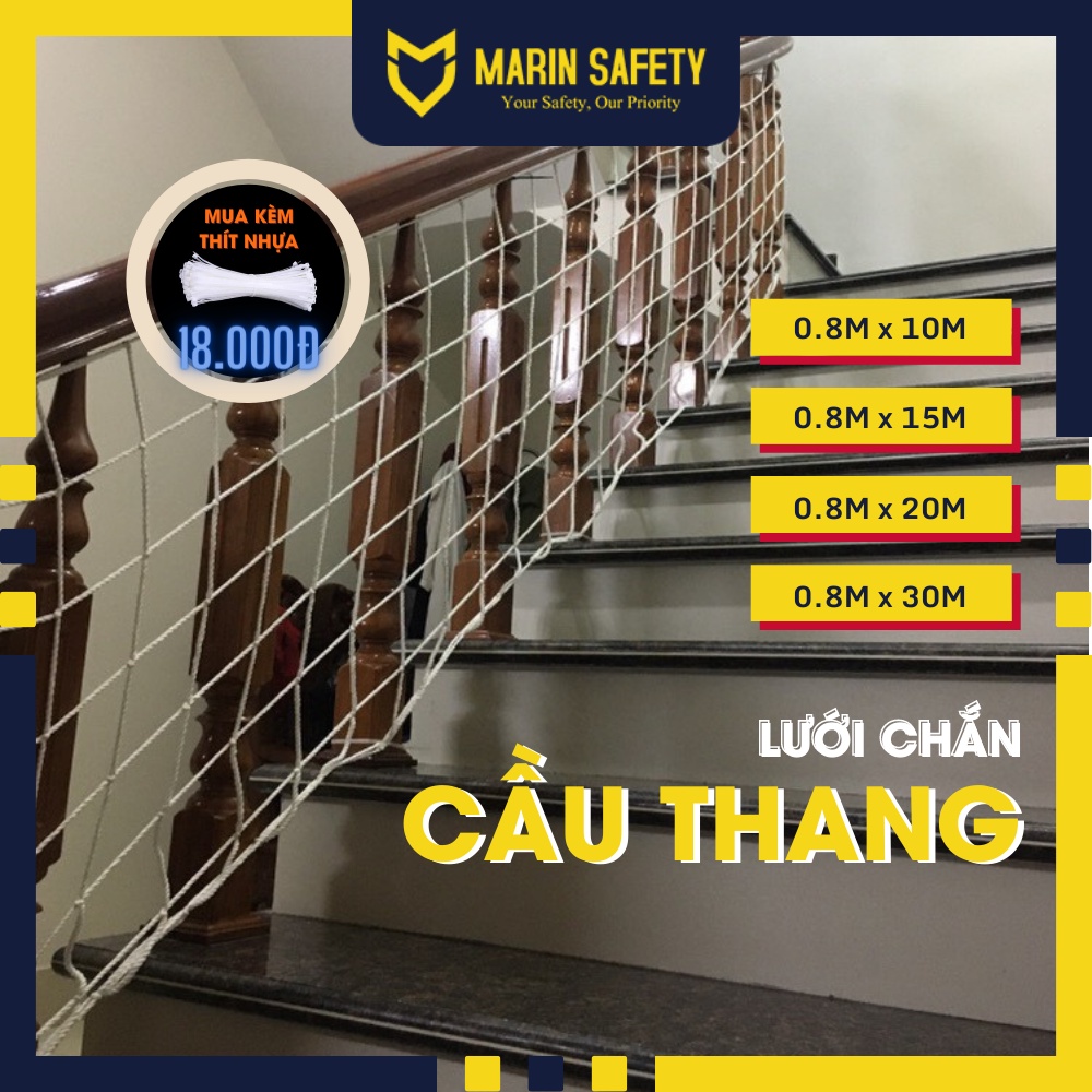 Lưới chắn cầu thang an toàn cho bé nhiều kích cỡ (10m, 15m, 20m, 30m)