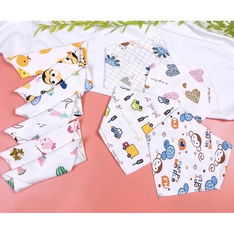 Combo 10 Yếm Cotton 2 lớp cài nút cho Bé