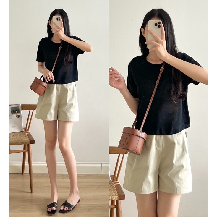 Áo len mỏng cộc tay cổ tròn_A0599