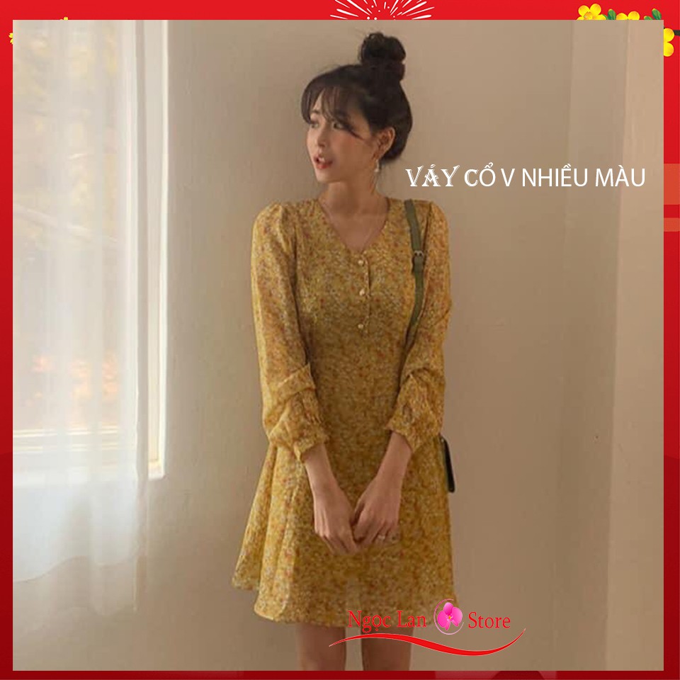 Váy hoa nhí cổ V