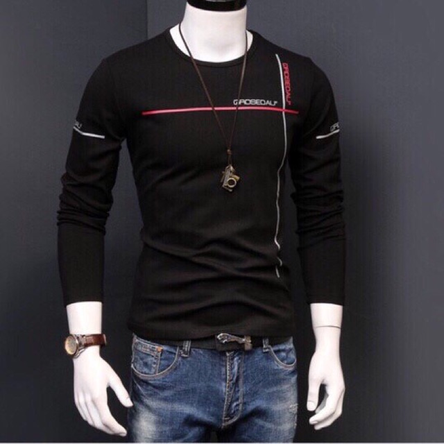 Áo thun dài tay Thu Đông thời trang cao cấp - đen