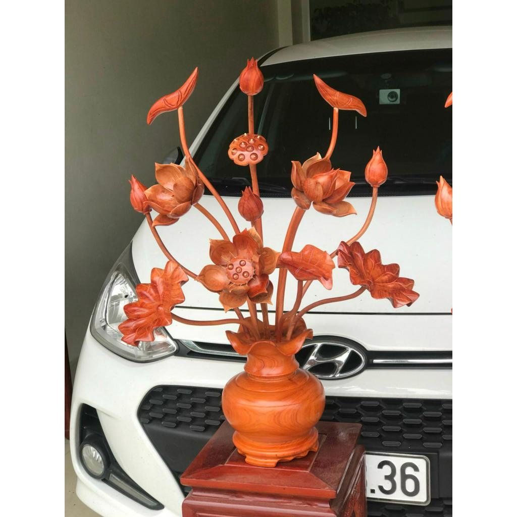 BÌNH HOA SEN GỖ HƯƠNG ĐÁ CAO CẤP 13-15-17 -19 CÀNH LOẠI 1