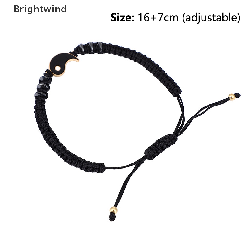 [Brightwind] Couple Bracelet Hematite Leather Cord Braid Chain Bracelet Tai Chi Alloy Pendant Hot Sell