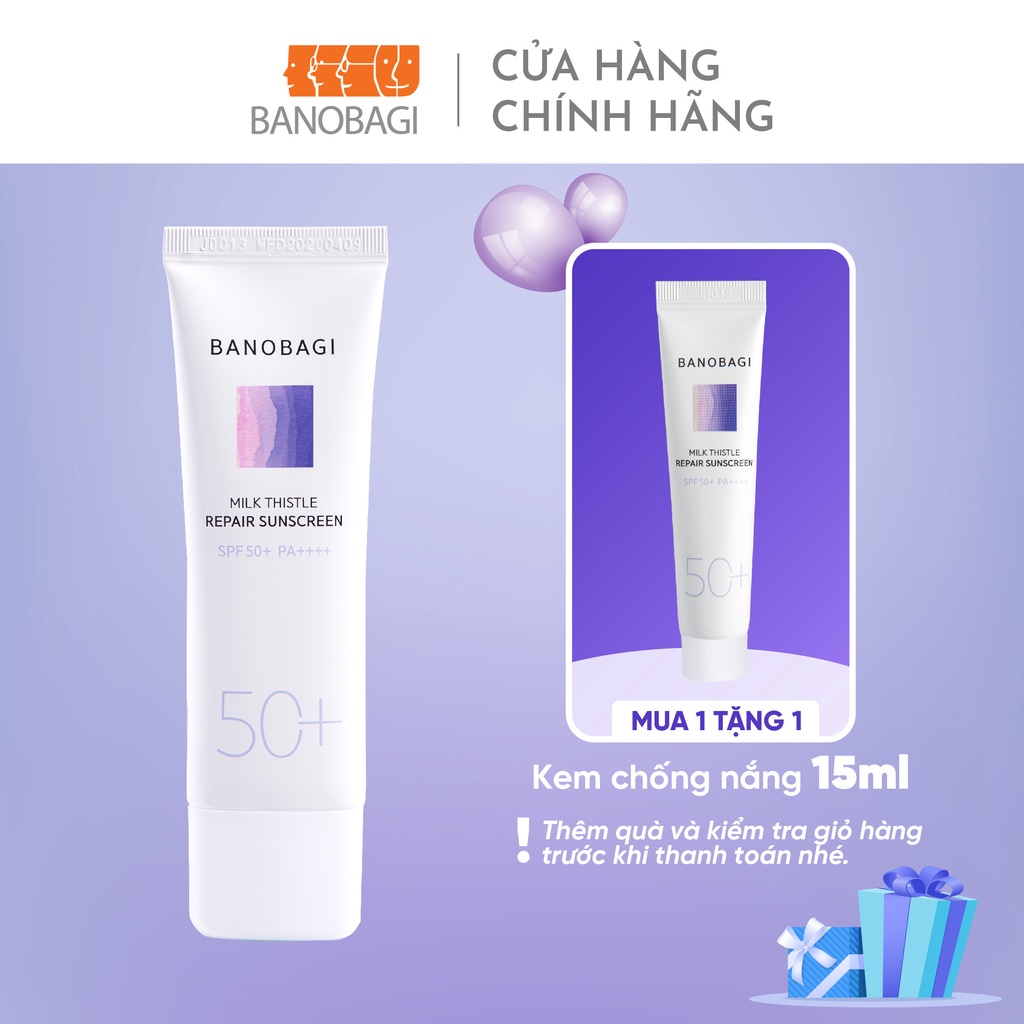 Bộ đôi Kem chống nắng BANOBAGI cho da nhạy cảm REPAIR SUNSCREEN SPF 50+ PA++++ tặng 1 tuýp mini 15ml