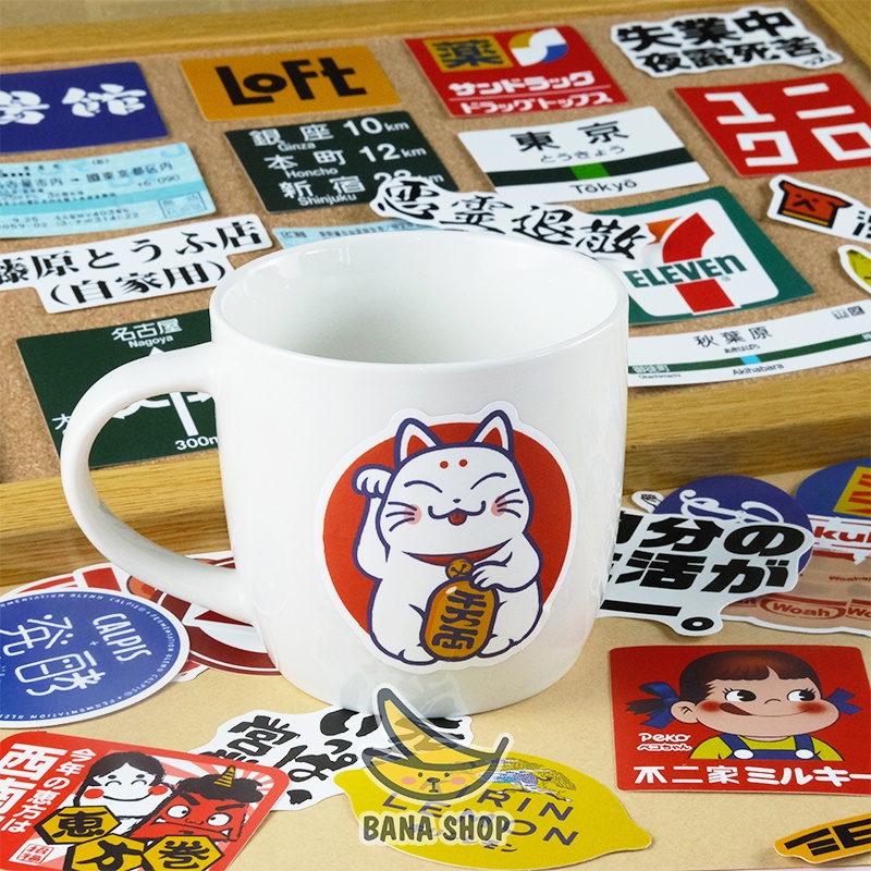 Set 31 sticker bảng hiệu signature đặc trưng nhật bản hàn quốc dán điện thoại laptop mũ bảo hiểm
