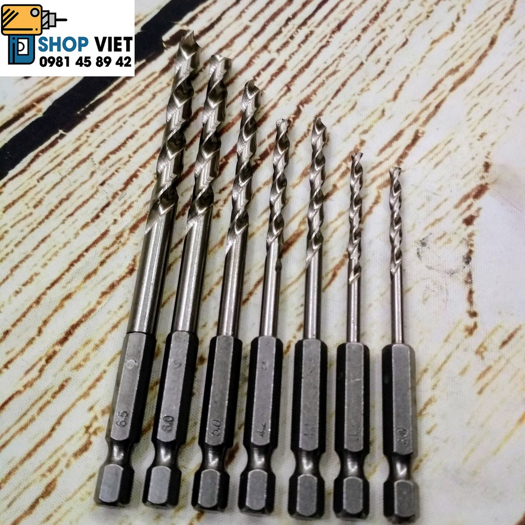 SV Bộ 7 mũi khoan cao cấp thép M35 chuôi lục giác phủ Coban