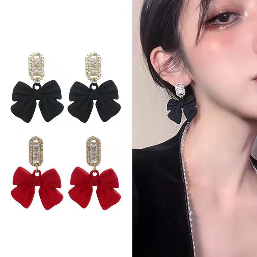 Bông tai hình nơ màu đen phong cách Hàn Quốc dành cho nữ