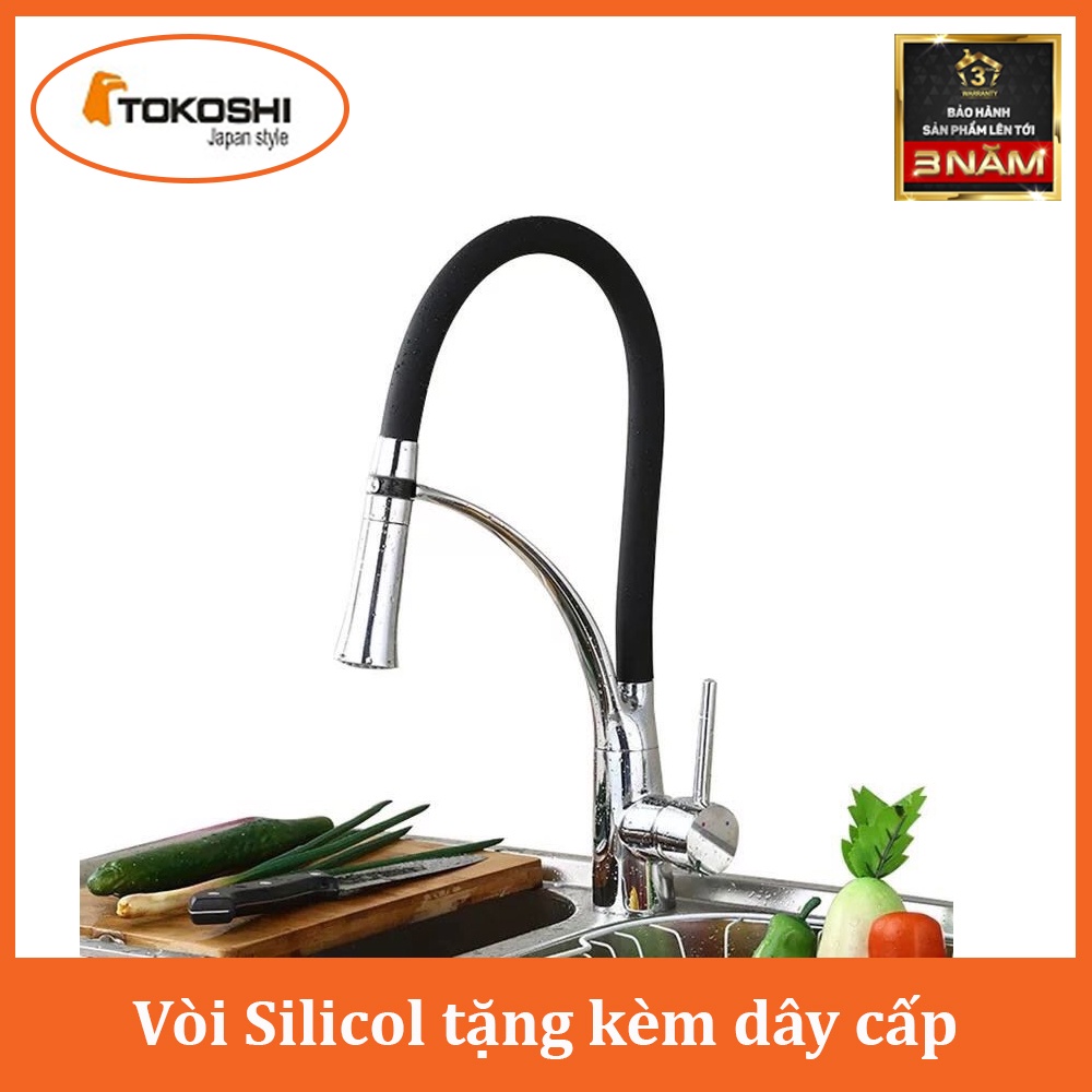 Vòi Chậu Rửa Bát Silicol Đen Cao Cấp - Vòi Chậu Rửa Bát 2 Chiều Nóng Lạnh