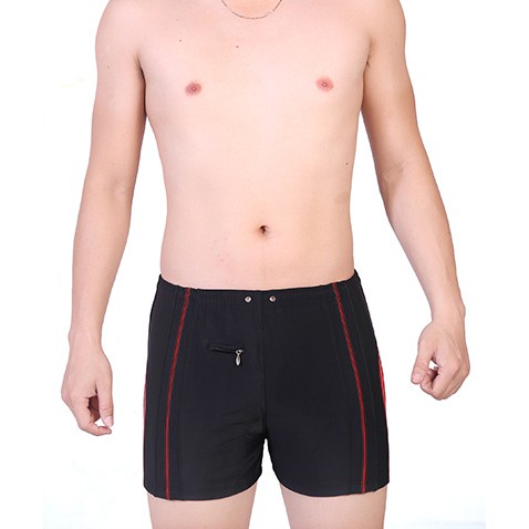 Quần bơi nam 056 có túi đen phối đỏ - Hàng nhập khẩu