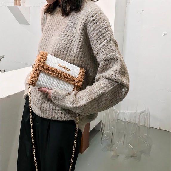 [Có video hướng dẫn] Túi tự đan len phối màu, túi Mei&amp;ge tự đan len xù phong cách Hàn Quốc - Bộ phụ kiện đầy đủ LX104