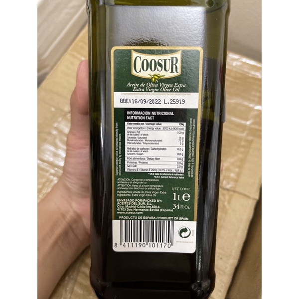 Dầu Oliu Extra virgin 1Lit - Dầu oliu ép lạnh 100% TP Minh Duyên