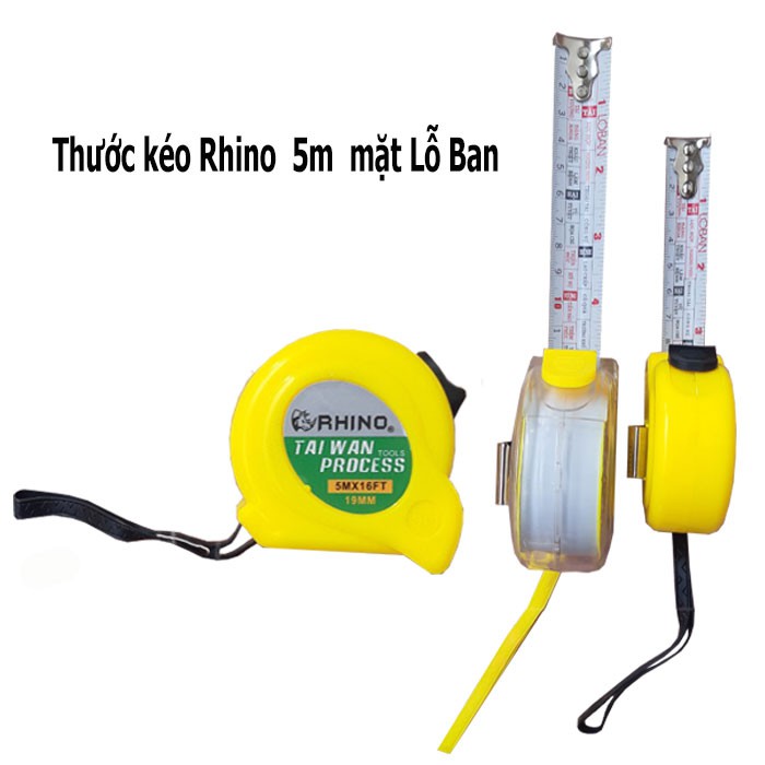 Thước kéo Rhino 5m- 7,5m -10m nhựa ( Lỗ Ban)