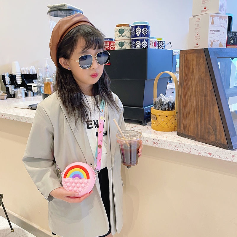 Túi Đeo Chéo Silicon Màu Cầu Vồng Dễ Thương Thời Trang Cho Bé Gái