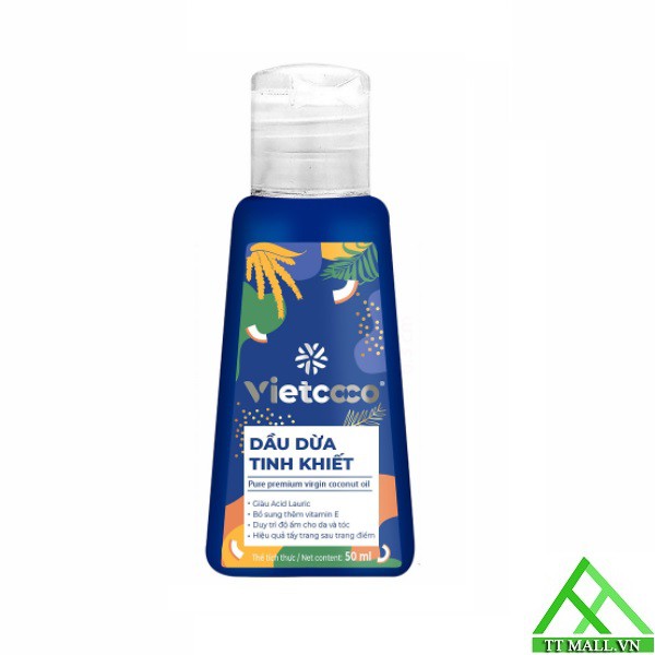 Dầu Dừa Tinh Khiết Vietcoco 50ml - Dùng Dưỡng Tóc, Dưỡng Da