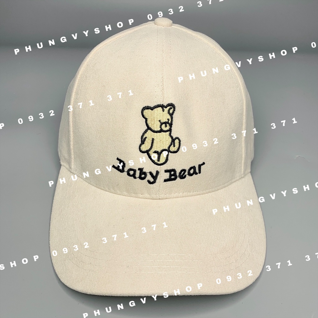 Mũ LƯỠI TRAI unisex nam nữ - NHUNG THÊU GẤU BABY BEAR - nón kết basic đơn giản