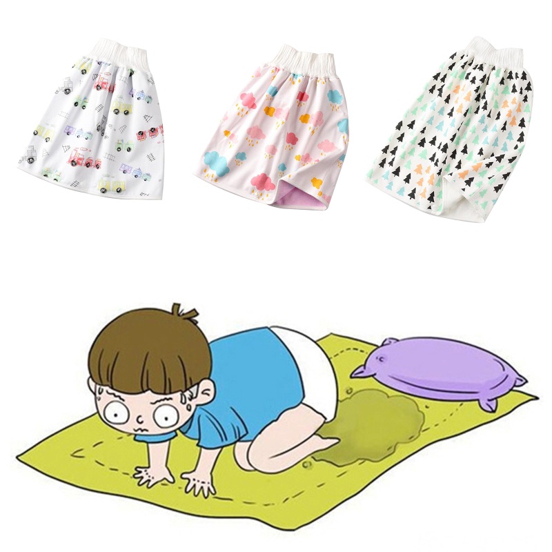 Quần Tã Dạng Váy Ngắn 2 Trong 1 Bằng Vải Cotton Thấm Hút Nước Giặt Được Thoải Mái Cho Trẻ Em