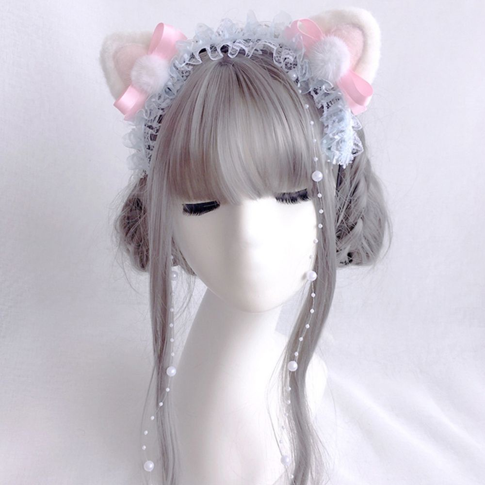 Băng đô thời trang kiểu tai mèo phối ren phong cách Hàn Quốc thanh lịch dành cho nữ