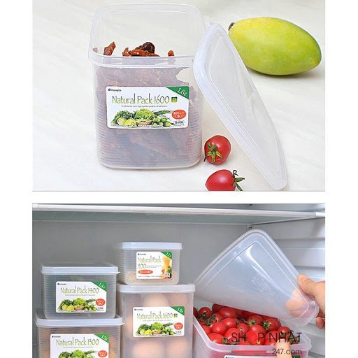 Hộp nhựa đựng đồ ăn nội địa Nhật Bản 1300ml có nắp mềm đậy kín, chịu nhiệt độ cao và lò vi sóng