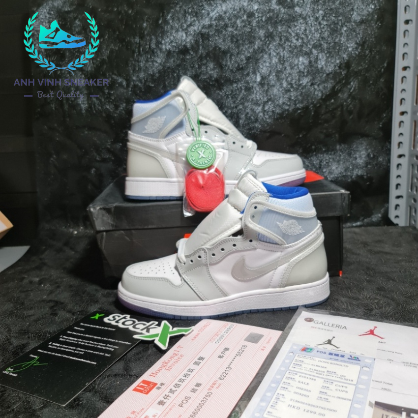 Giày jordan cổ cao nam nữ zoom racer blue màu trắng ghi xám cao cấp