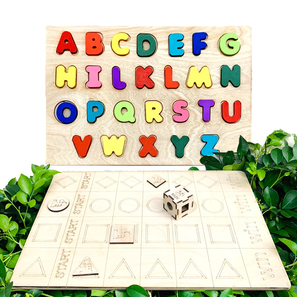 Đồ Chơi Bảng Ghép Hình Chữ Cái Tiếng Anh 2 Mặt Kết Hợp Cờ Đua Ngựa Để Bé Vừa Học Vừa Chơi,Đồ Chơi Gỗ Montessori