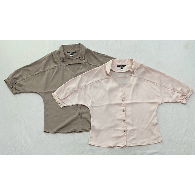 (A220B) Áo sơ mi tay cánh dơi màu trơn Nino.maxx (Size S, L/ Dơ nhẹ) - Thanh lý vnxk