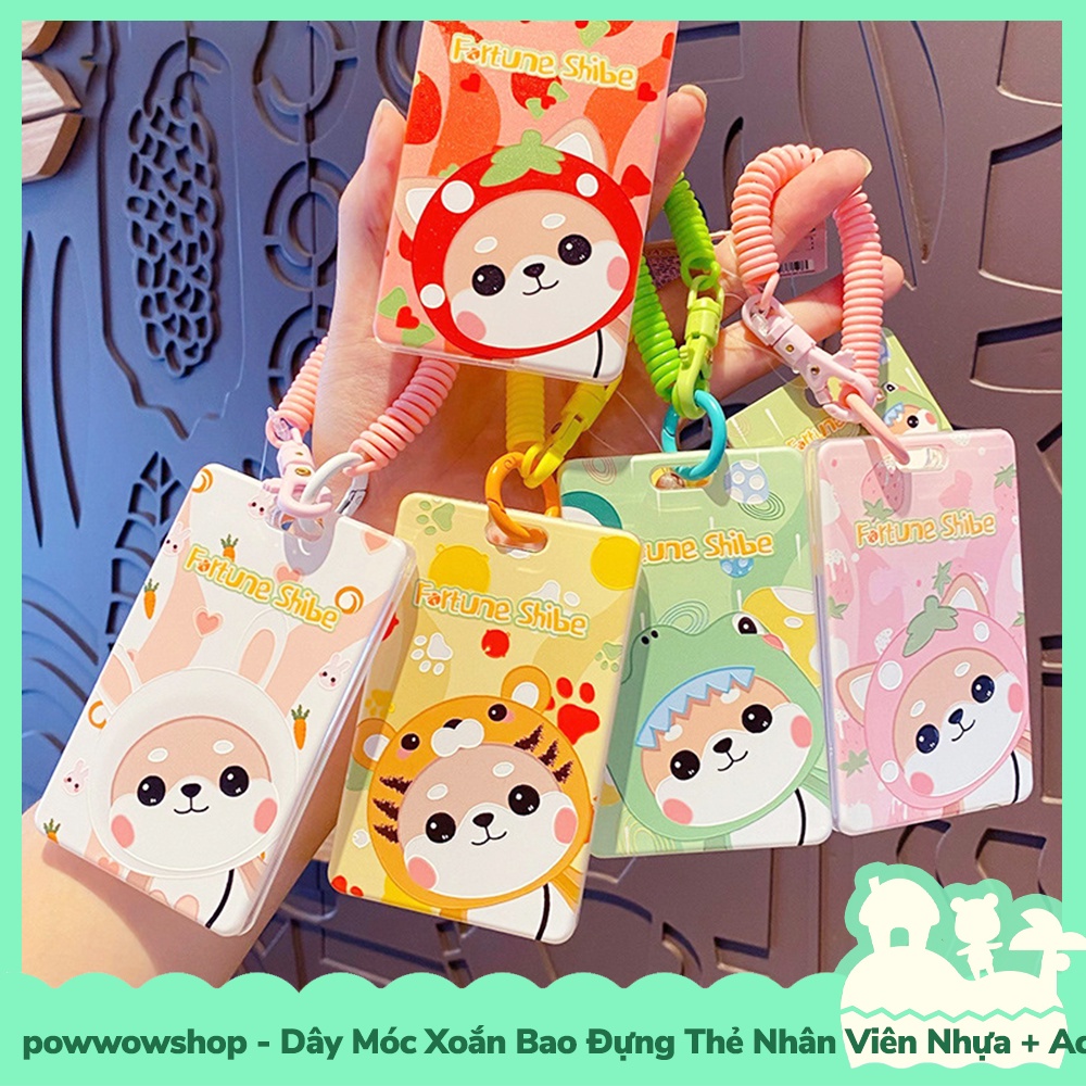 [Sẵn VN - Hỏa Tốc] Dây Móc Khóa Xoắn Lò Xo Bao Đựng Thẻ Nhân Viên Nhựa PC+Acrylic Mẫu Fortune Shibe Shiba Dog