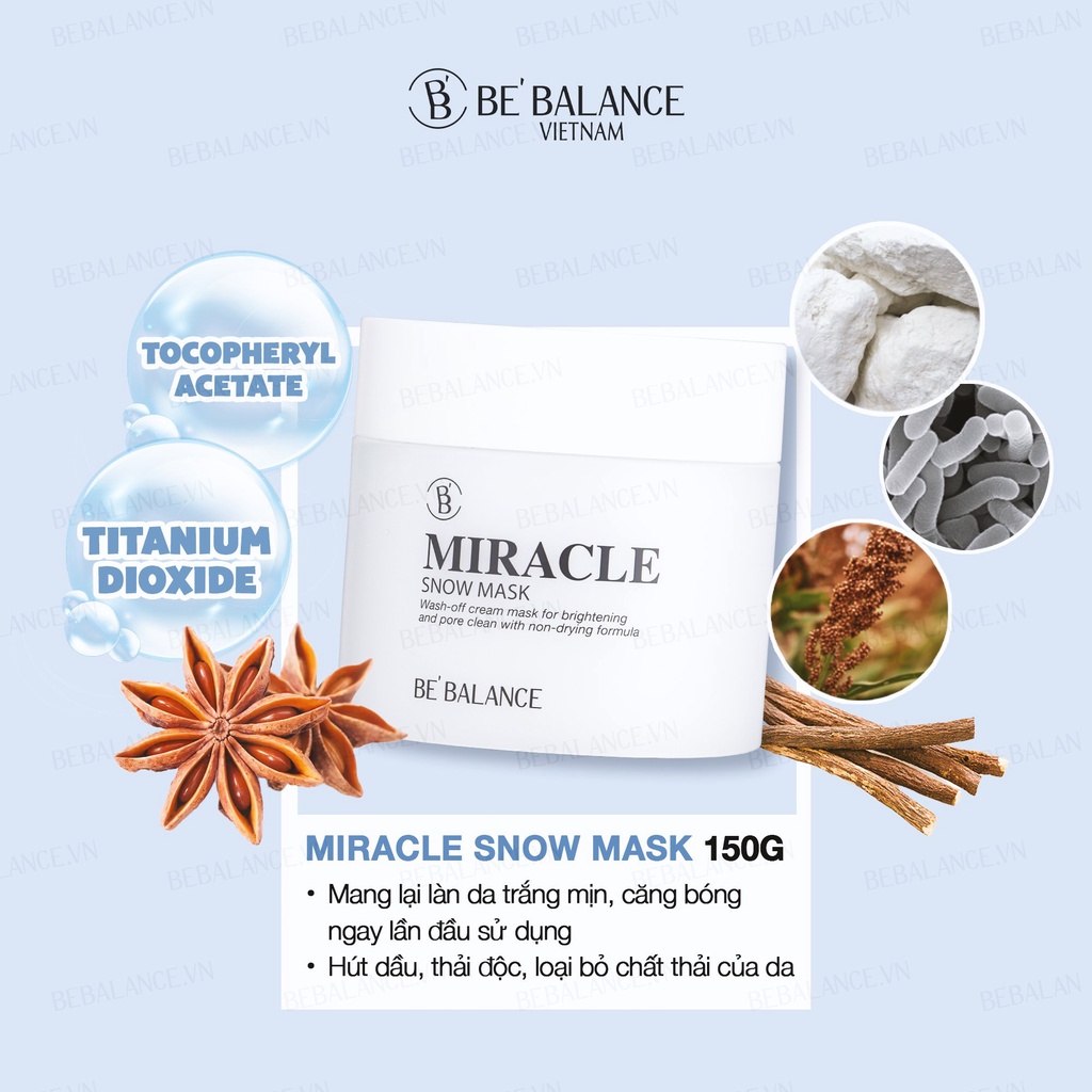 Mặt Nạ Trắng Da, Thu Nhỏ Chân Lông  Be'Balance Miracle Snow Mask (150g)