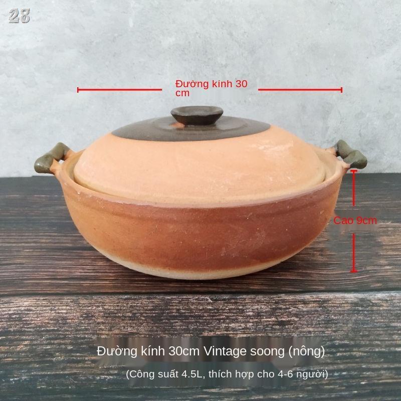 ﺴ✢♣28Xhầm đất truyền thống Bếp bên cạnh nồi than thương mại lẩu đốt thủ công gốm thô soong dung tích lớn