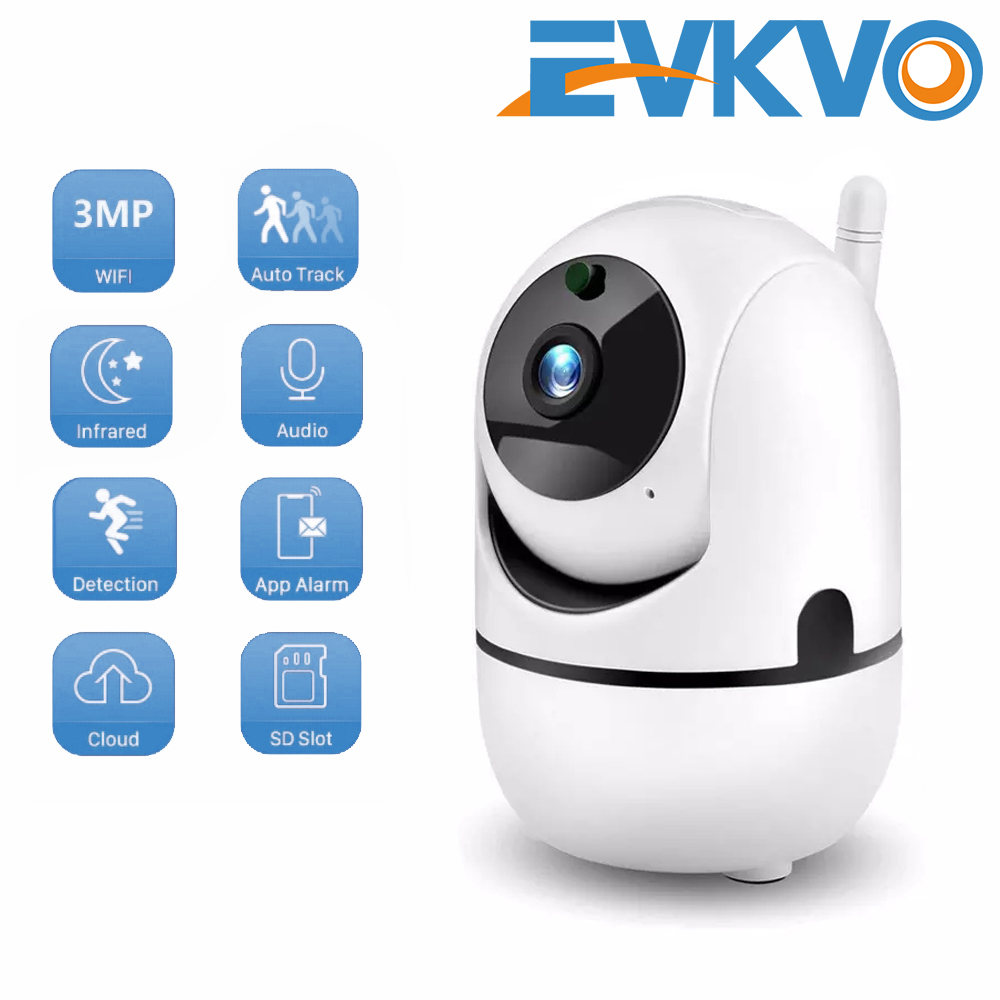 EVKVO - Theo dõi tự động - YI LOT APP FHD 3MP Rotate WIFI CCTV Camera Wireless PTZ IP Camera CCTV IR Night Vision WIFI Home Security Surveillance Camera