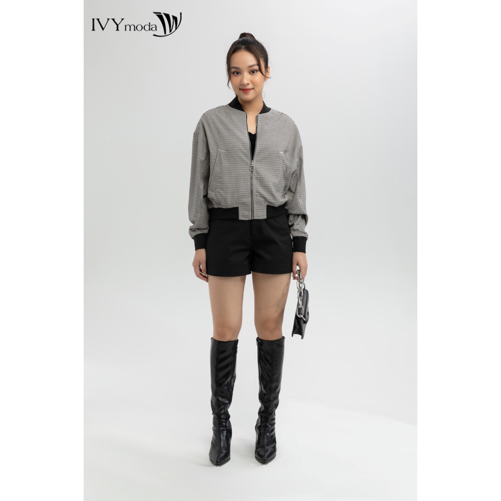 [NHẬP WABRTL5 GIẢM 10% TỐI ĐA 50K ĐH 250K ]Áo bomber nữ vải kẻ IVY moda MS 70M5100