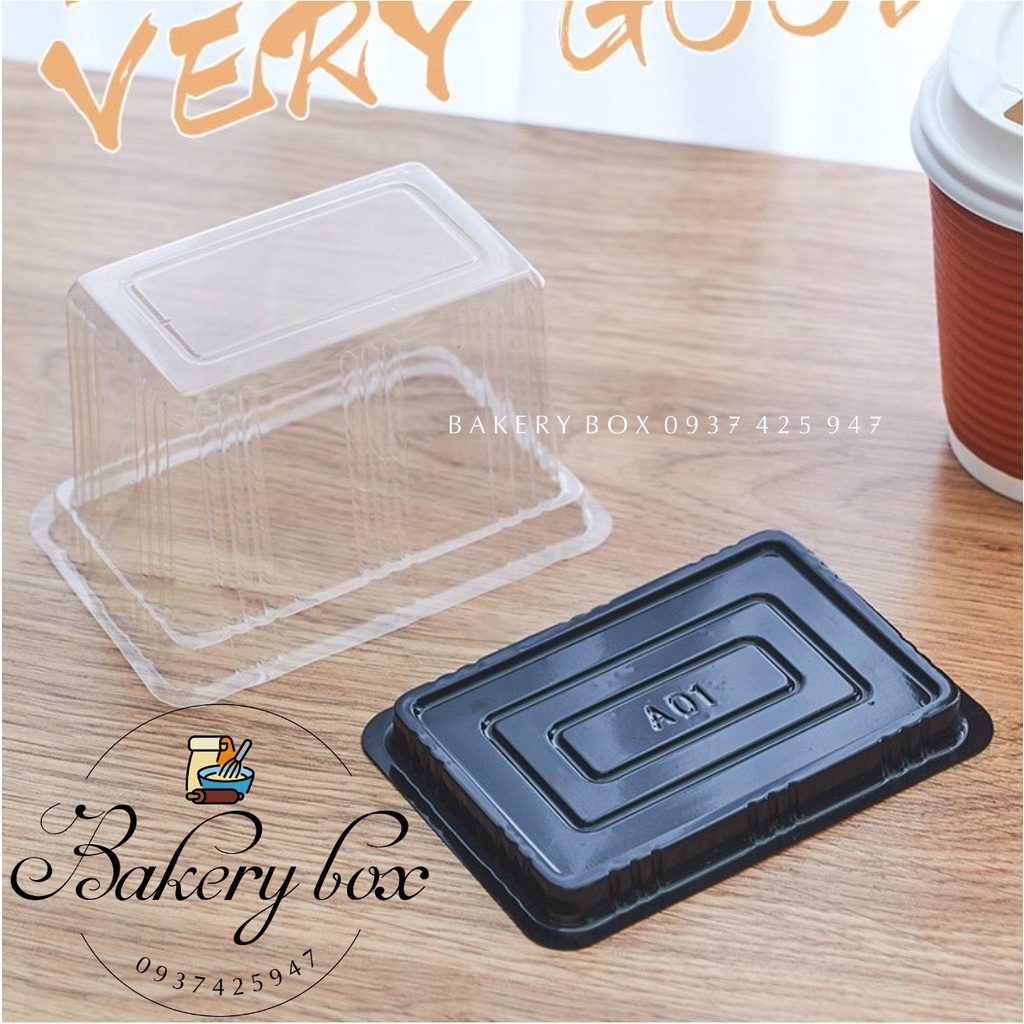 100 Hộp Chữ Nhật Đế Đen Đựng Bánh Bông Lan Lát Nhỏ - A01
